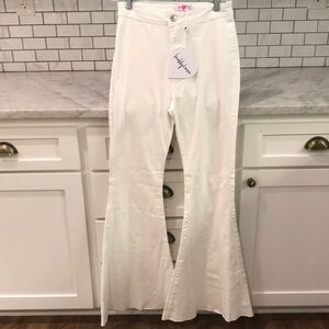 New Buddy Love Jeans Womens 28 White Moonshine Bell Bottom Flare Hip Bohemian